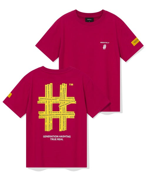 韓國 Beentrill Women's Yellow Taping Hashtag T-Shirt【BL052】