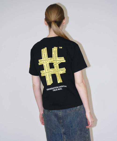 韓國 Beentrill Women's Yellow Taping Hashtag T-Shirt【BL052】