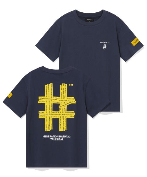韓國 Beentrill Women's Yellow Taping Hashtag T-Shirt【BL052】