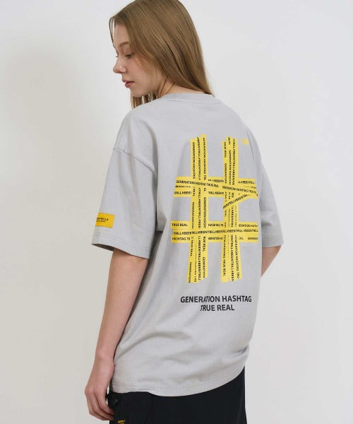 韓國 Beentrill Yellow Taping Hashtag T-Shirt【BL006】
