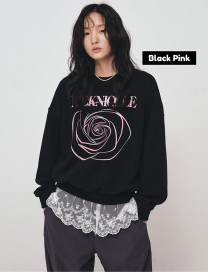 韓國 Nick Nicole Rose Printing Sweatshirt【NN005】