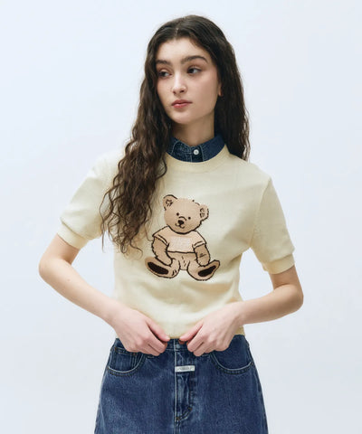 韓國 Marithe Francois Girbaud W DOODLE BEAR HALF KNIT【MF438】