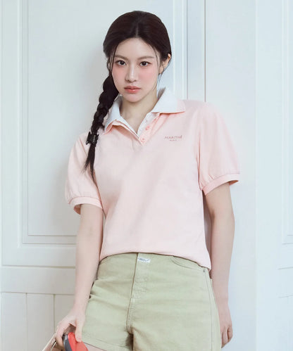 韓國 Marithe Francois Girbaud W Pique Puff Sleeve Tee【MF689】