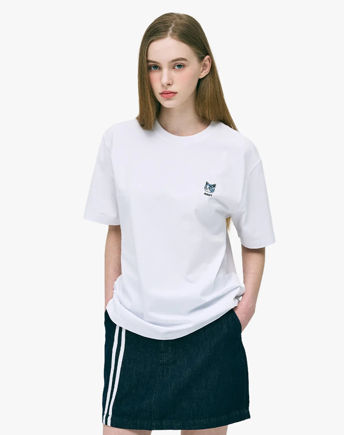 韓國 Nerdy Cat Wappen Short Sleeve T-Shirt【NY081】