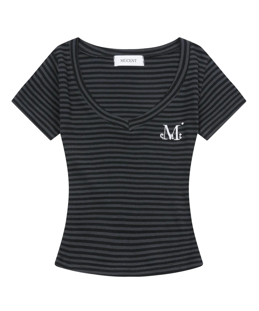 韓國 Mucent Emma V-Neck Stripe Half T-Shirt【MU013】