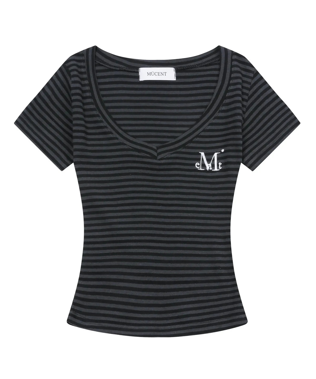 韓國 Mucent Emma V-Neck Stripe Half T-Shirt【MU013】