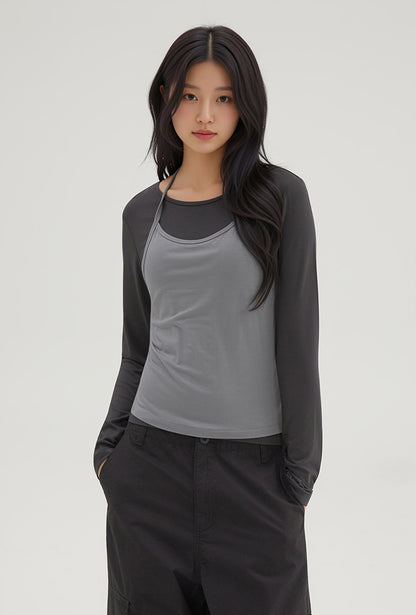 韓國 SPAO Halter Neck Layered Long Sleeve T-Shirt【SP343】
