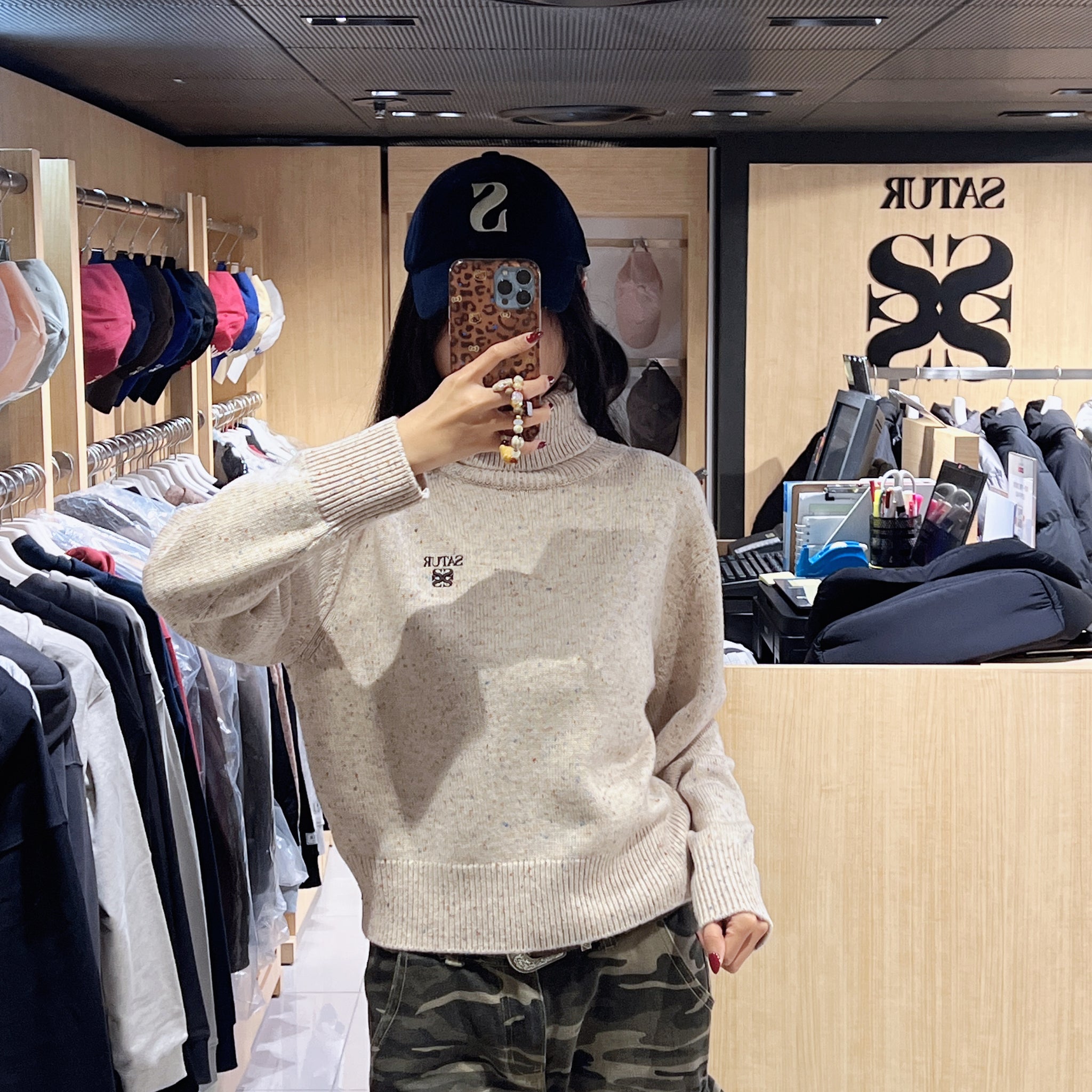 韓國 Satur Women's Classic Turtleneck Mix Knit【SR233】