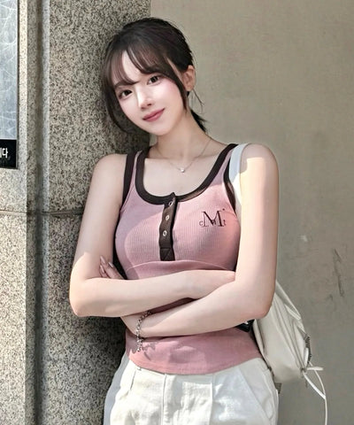 韓國 Mucent Color-Pop Button Crop Sleeveless【MU016】