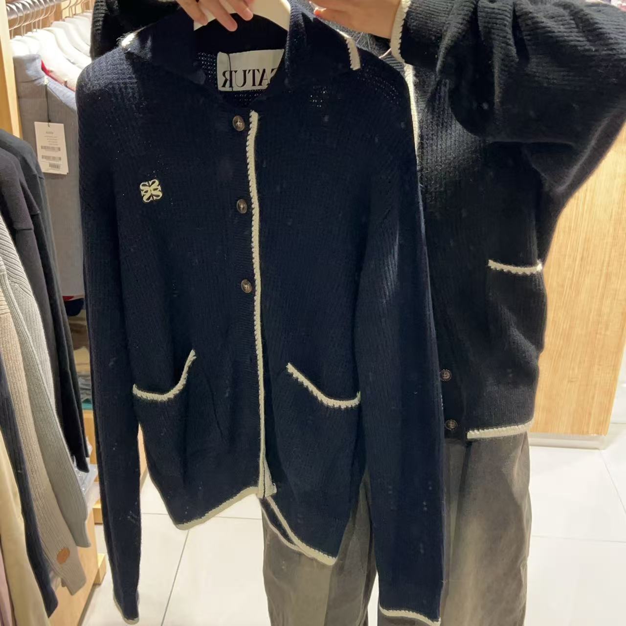 韓國 Satur Bluff Raccoon Collar Knit Cardigan【SR165】