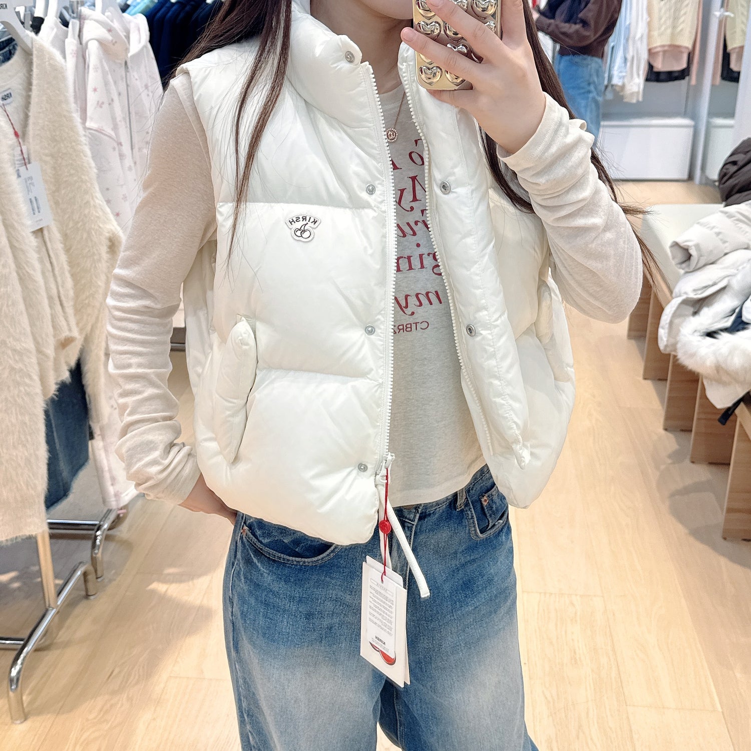 韓國 Kirsh Archi Cherry Crop Down Vest【KH003】