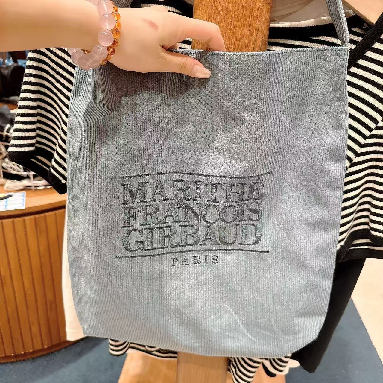 韓國 Marithe Francois Girbaud Classic Logo Corduroy Shoulder Bag【MF685】