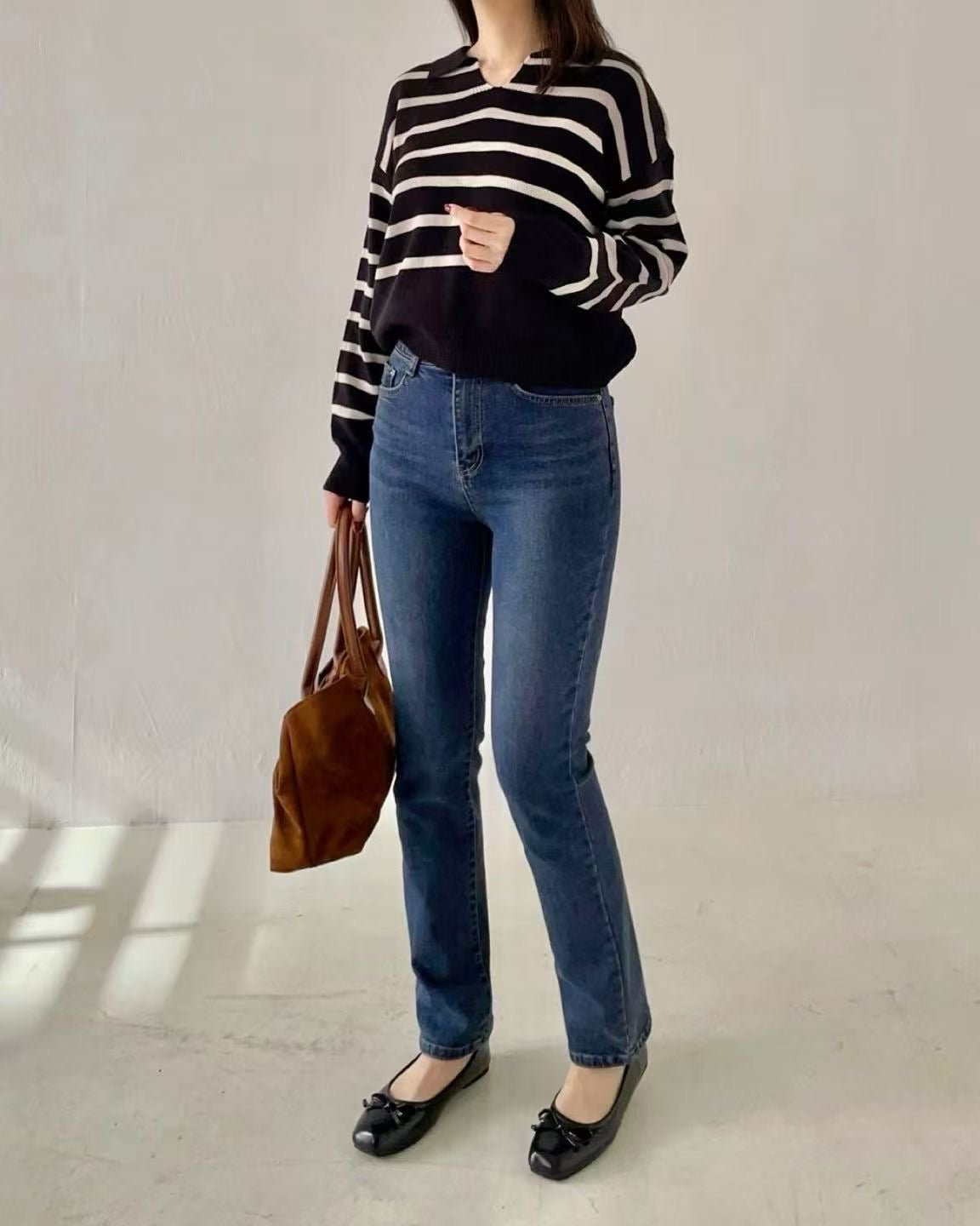 韓國 HowLuk 牛仔褲 刷薄毛 (冬季款)【H2564】