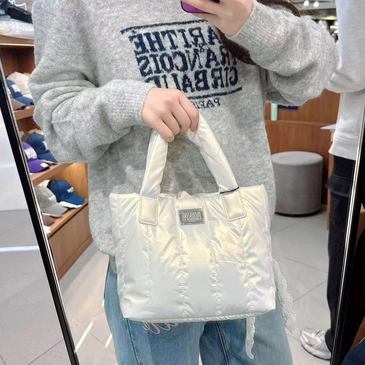 韓國 Marithe Francois Girbaud Classic Logo Matt Metallic Padding Bag【MF777】