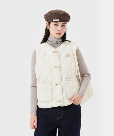 韓國 Wacky Willy Women's Quilted Boucle Vest【WW072】