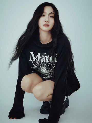 韓國 Mardi Mercredi UNISEX TSHIRT LONG SLEEVE FLOWERMARDI【MM036】