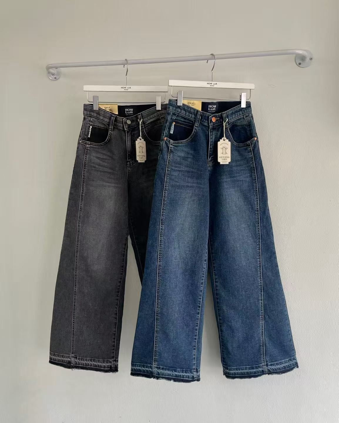 韓國 HowLuk 牛仔褲 刷薄毛 (冬季款)【H5616_1】