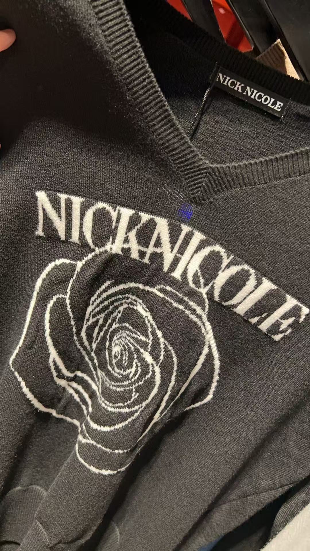 韓國 Nick Nicole Rose Jacquard Pullover Knit【NK021】