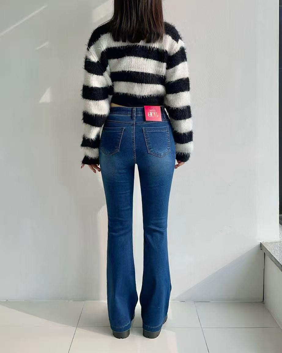 韓國 HowLuk 牛仔褲 刷薄毛 (冬季款)【H5706_1】