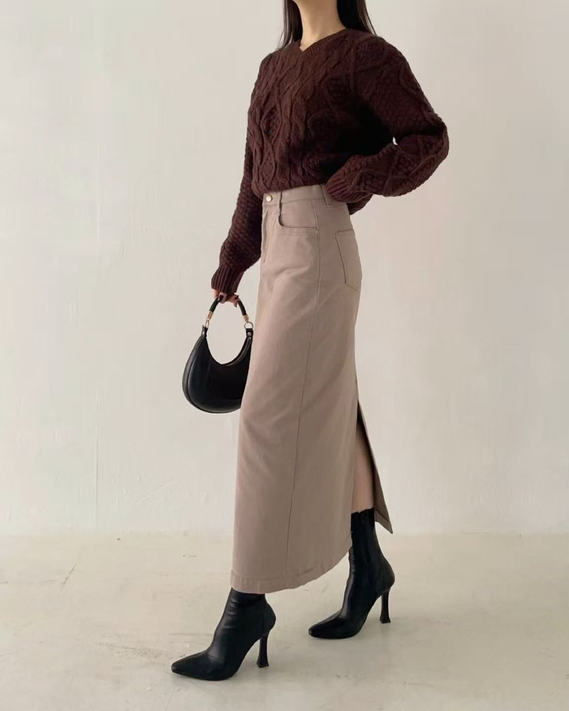 韓國 HowLuk 牛仔裙 刷薄毛  (冬季款)【H268】