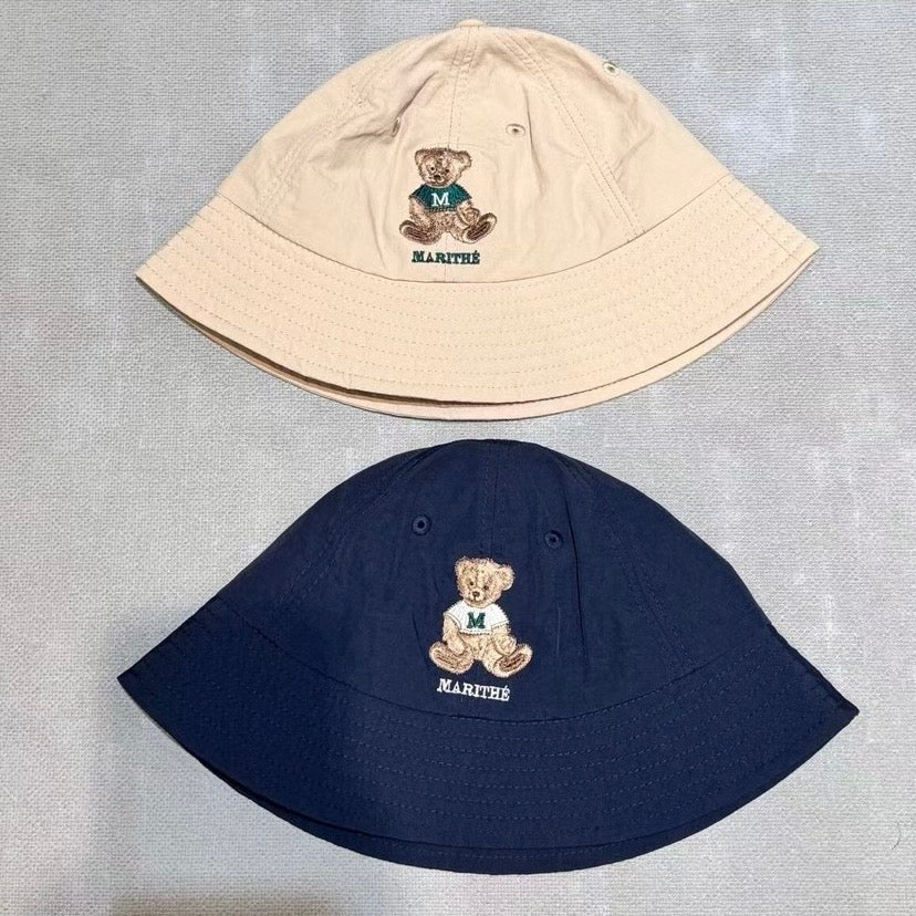 韓國 Marithe Francois Girbaud Enfant Bear Embroidery Round Bucket Hat【MF708】