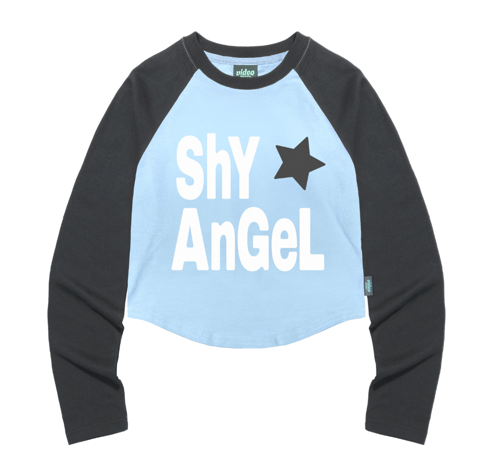 韓國 Video Jockey Shy Angel Crop Raglan LS T-Shirt【VJ082】