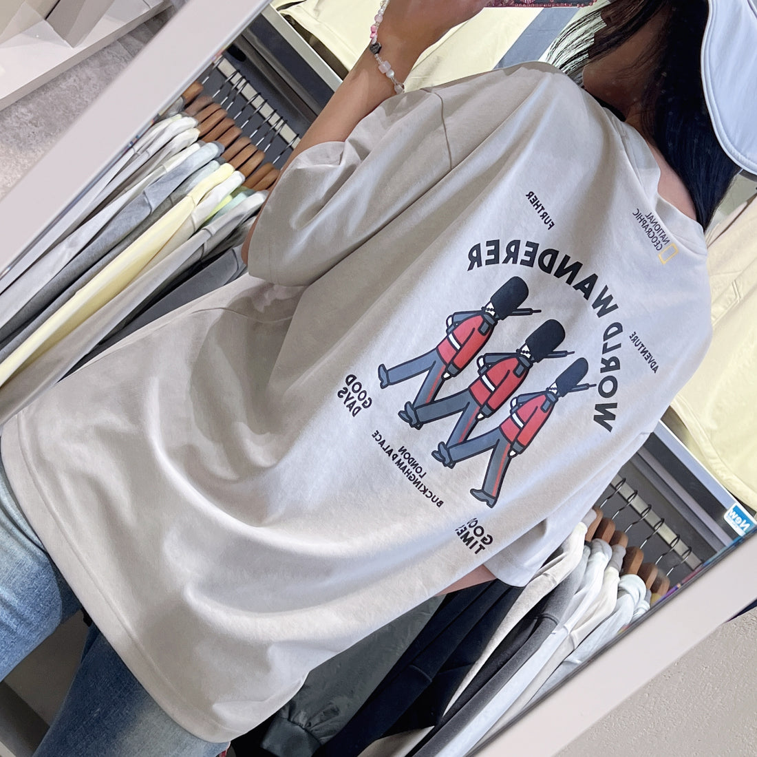 【現貨】韓國 National Geographic Obis Uni WANDERER Graphic Semi-Overfit Short Sleeve T-Shirt防晒面料【NG804】
