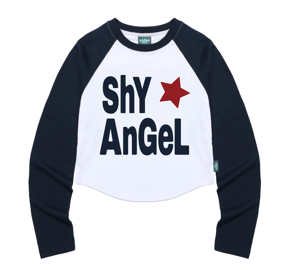 韓國 Video Jockey Shy Angel Crop Raglan LS T-Shirt【VJ082】