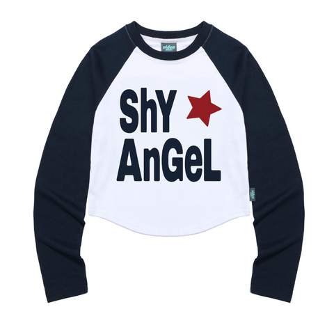 韓國 Video Jockey Shy Angel Crop Raglan LS T-Shirt【VJ082】