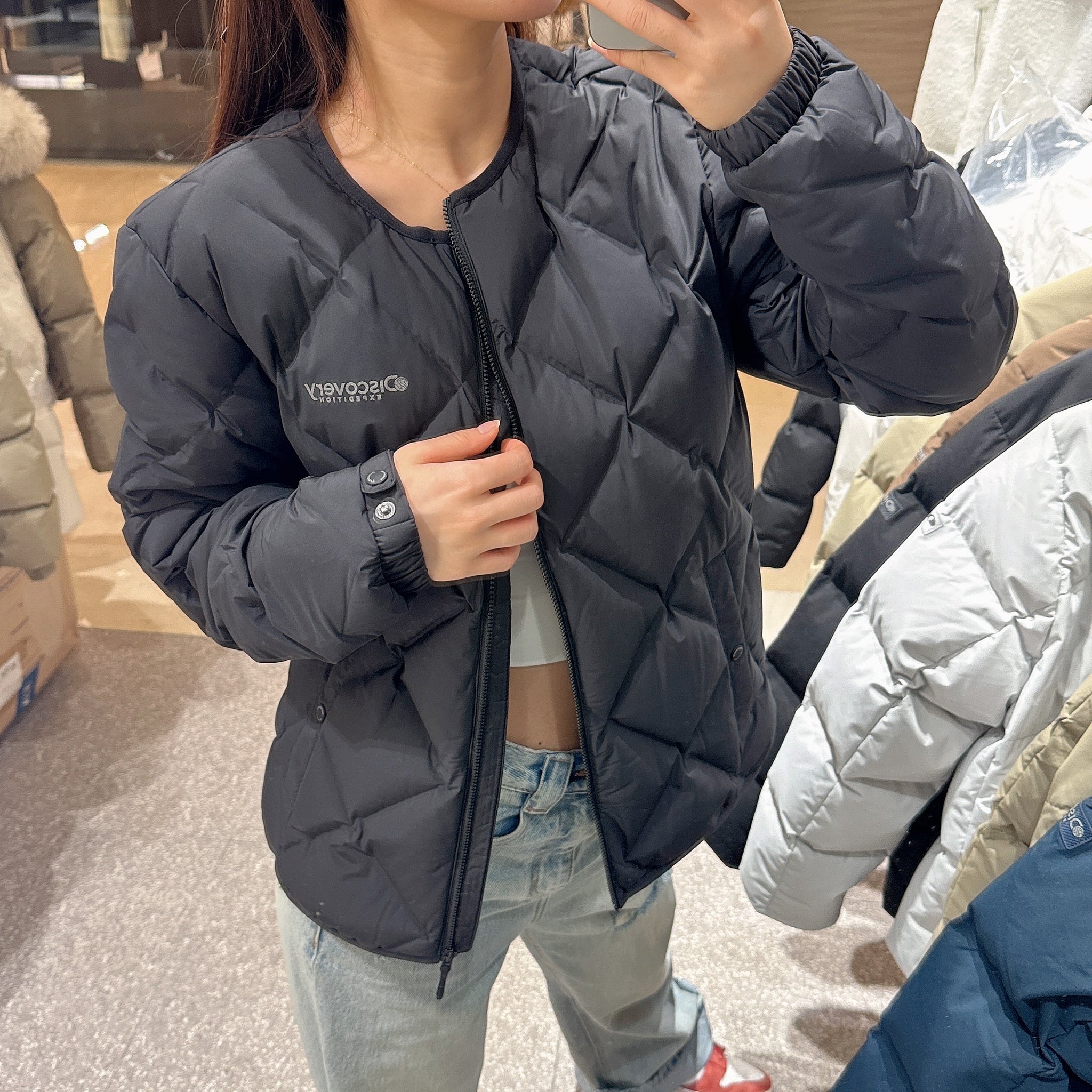 韓國 Discovery Women's Dihas U-Neck Tube Down Lightweight Padding【DY122】