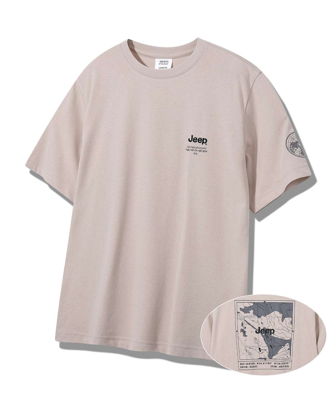 韓國 Jeep Earth Embroidered Print T-Shirt【JP037】