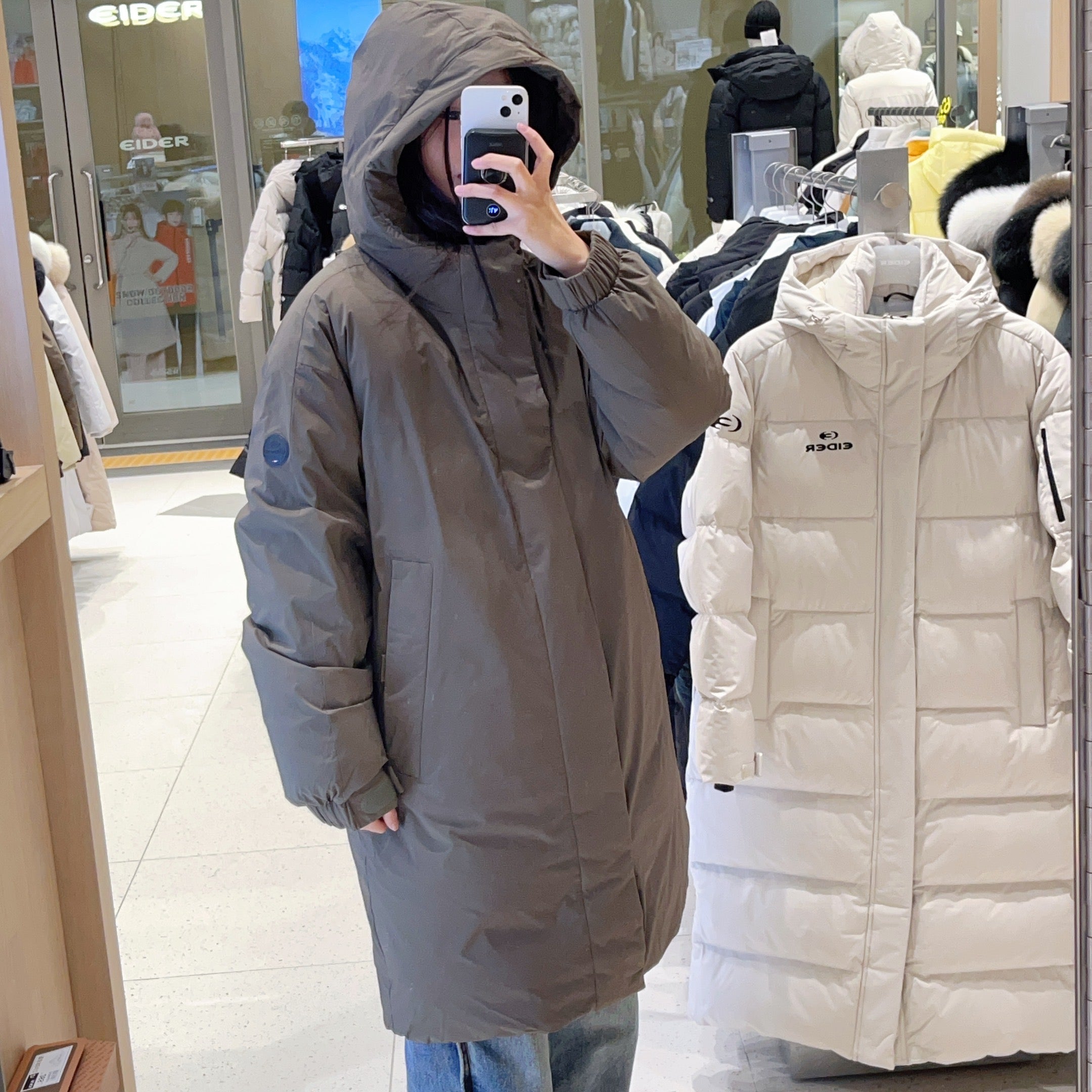 韓國 Eider Unisex Gram Thin Down Casual Long Padding Goose Down Jacket【ER034】