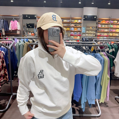 韓國 MLB BASIC MEDIUM LOGO HALF ZIP-UP OVERFIT SWEATSHIRT【MB152】