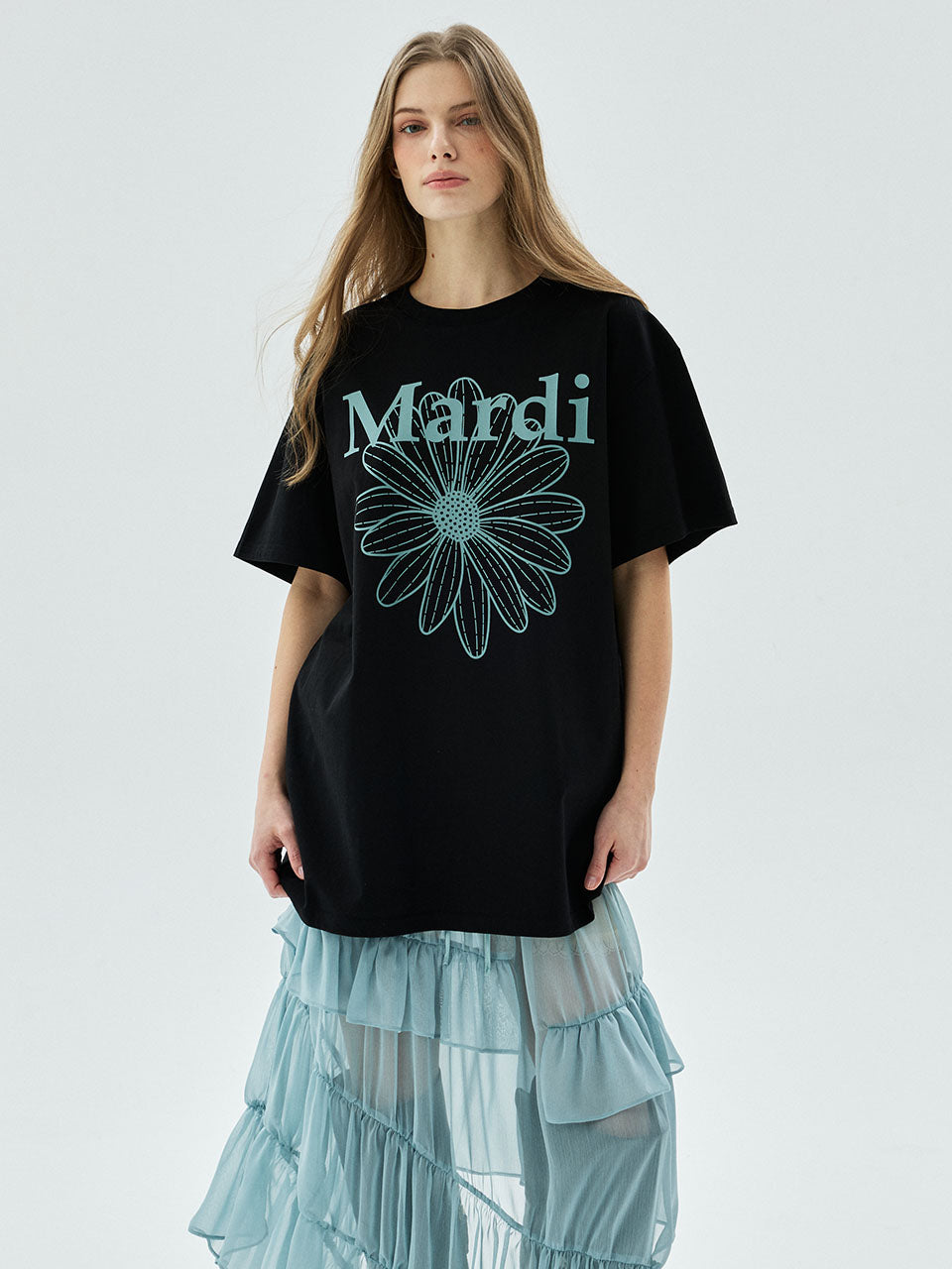 韓國 Mardi Mercredi UNISEX TSHIRT FLOWERMARDI【MM075】