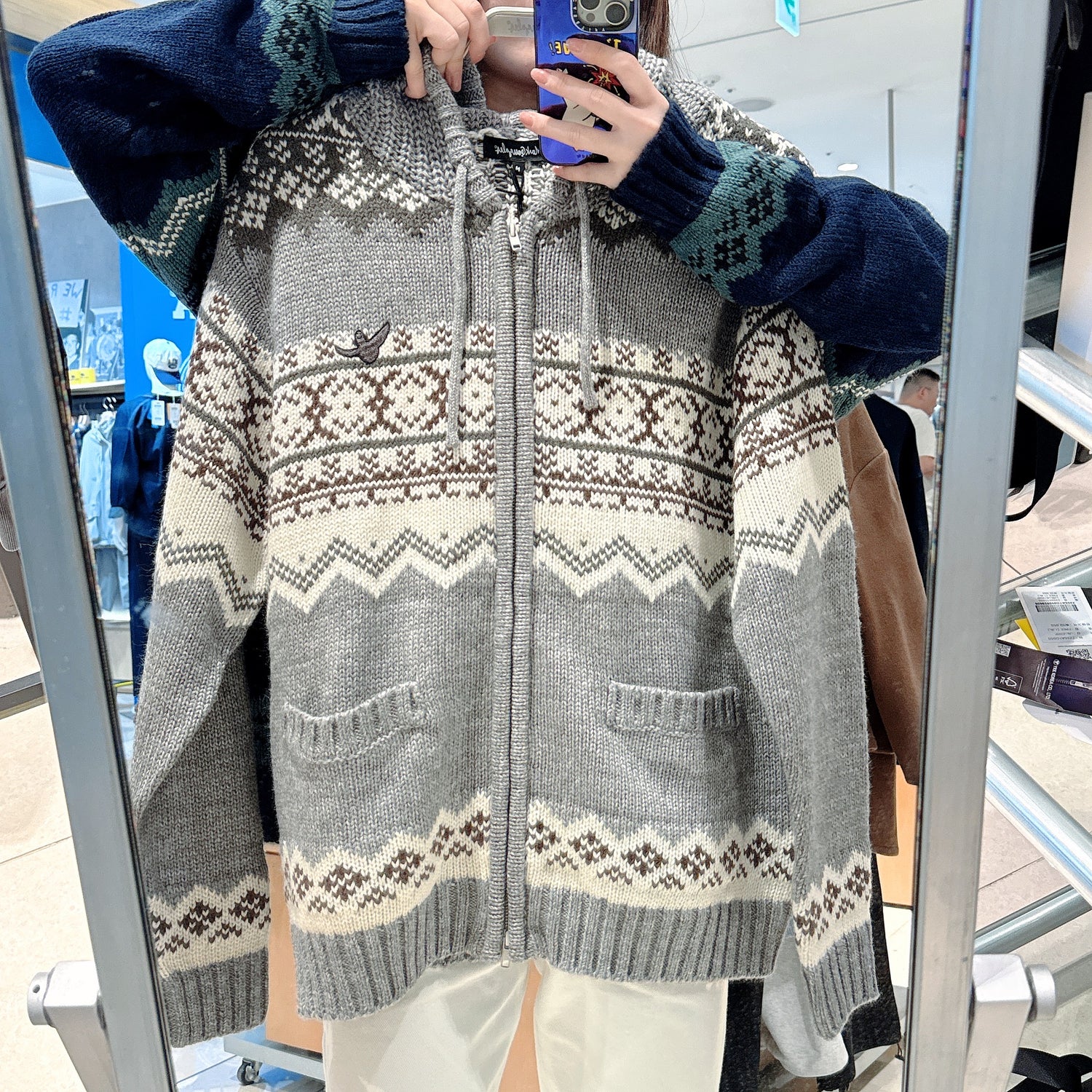 韓國 Mark Gonzales Nordic Pattern Hooded Zip-Up Knit Cardigan【MG197】