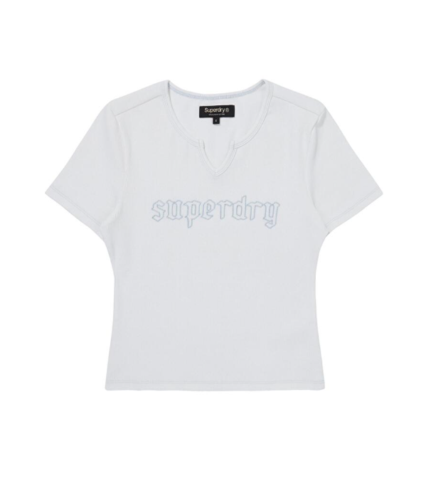 韓國 Superdry Hole Neck Ribbed T-Shirt【SU036】