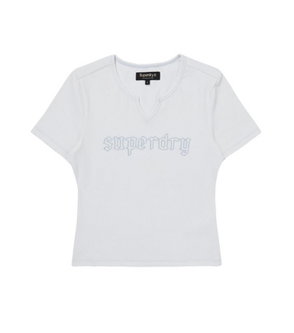 韓國 Superdry Hole Neck Ribbed T-Shirt【SU036】