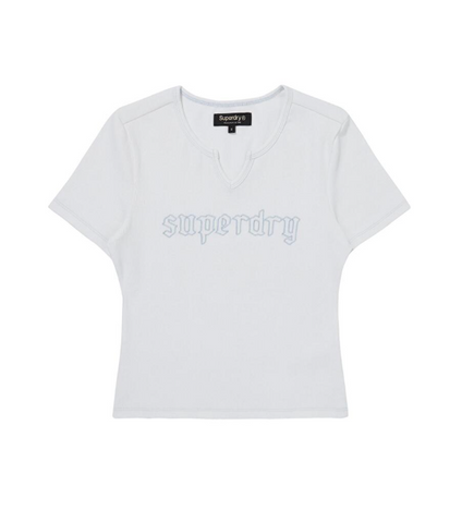 韓國 Superdry Hole Neck Ribbed T-Shirt【SU036】