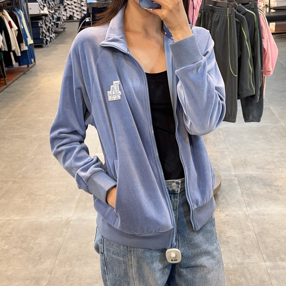 韓國 MLB Basic Small Logo Velvet Stand-Neck Zip-Up【MB032】