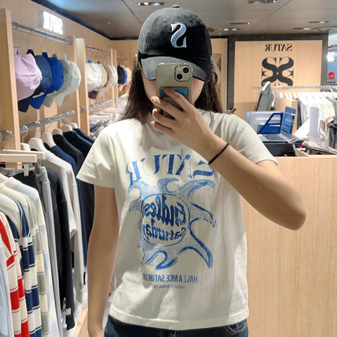 韓國 Satur Sun Retro Graphic T-Shirt【SR103】