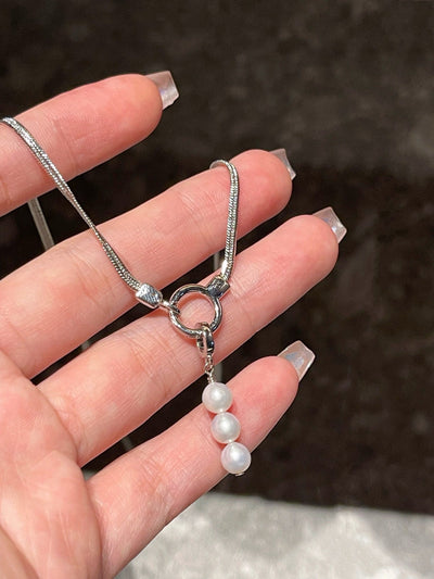 日本直送 三珠平衡木珍珠項鍊【JG173】