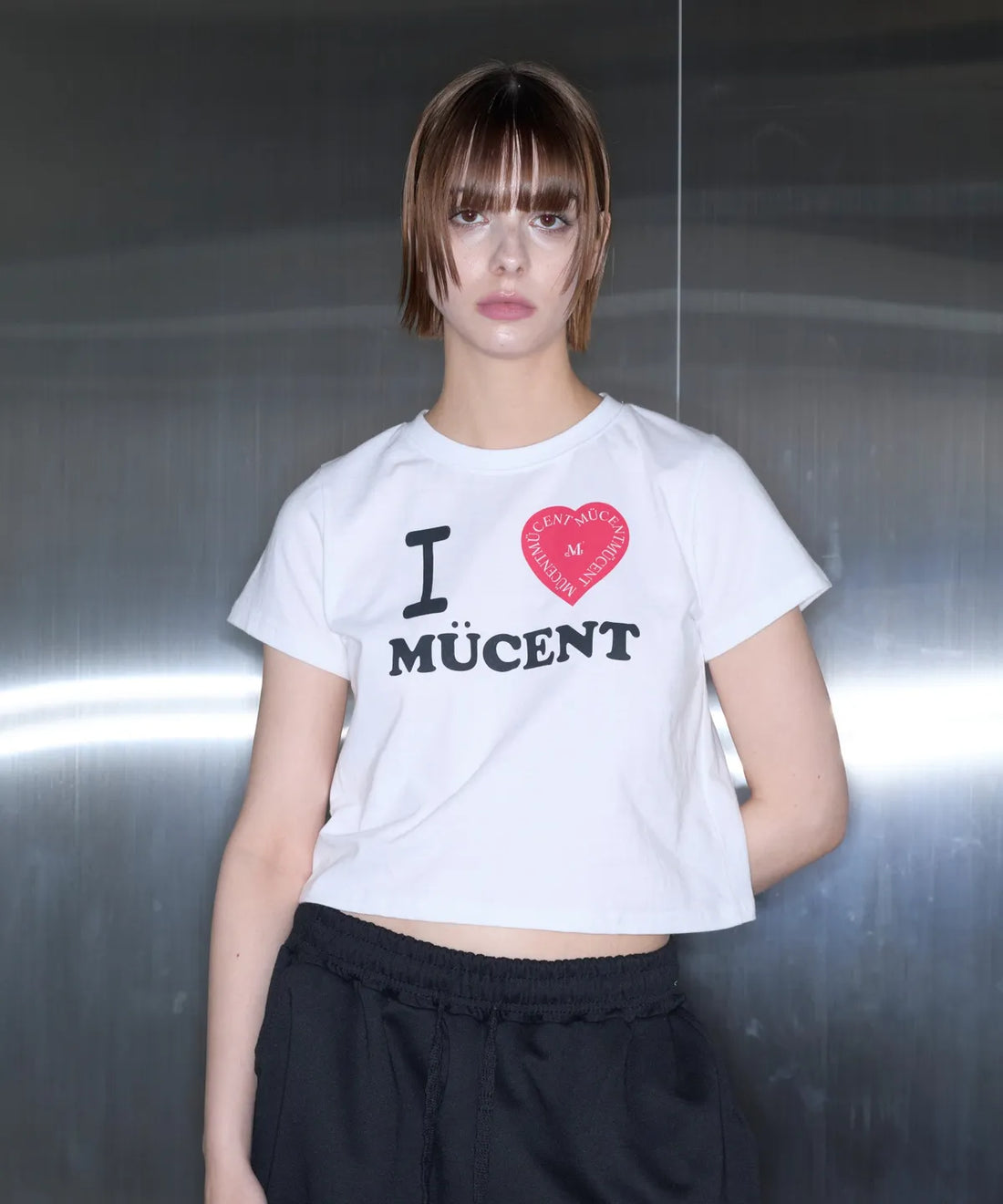 韓國 Mucent I Love Mucent Lettering Half Crop T-Shirt【MU008】