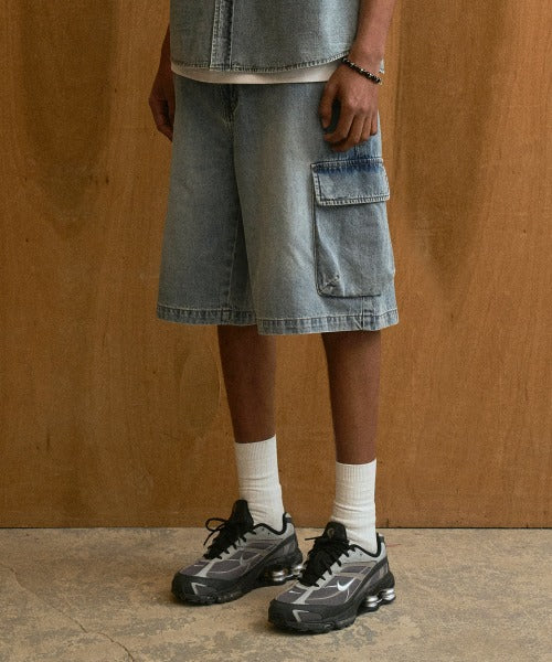 韓國 Beentrill Vintage Cargo Denim Bermuda Pants【BL077】