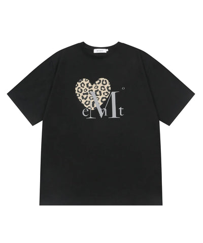 韓國 Mucent Sierra Leopard Heart Half T-Shirt【MU006】