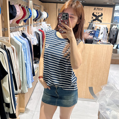 韓國 Satur All Day Crew Neck Layered Sleeveless Top【SR124】