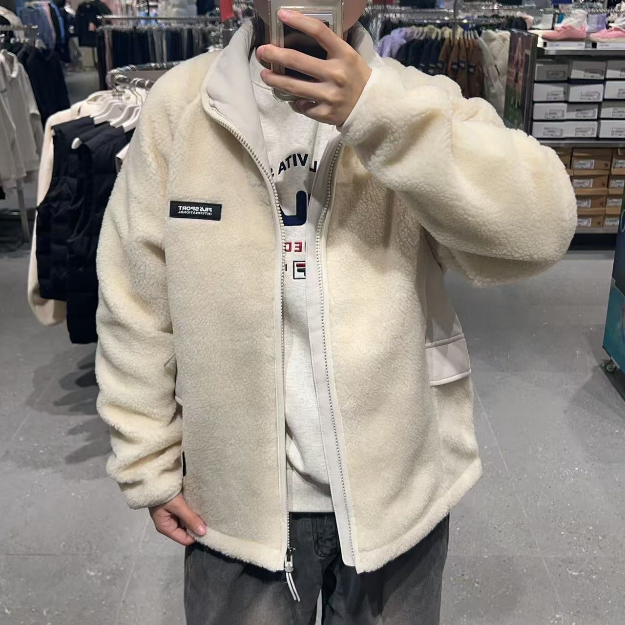 韓國 FILA Woven Color Block Fleece Jacket【FA020】