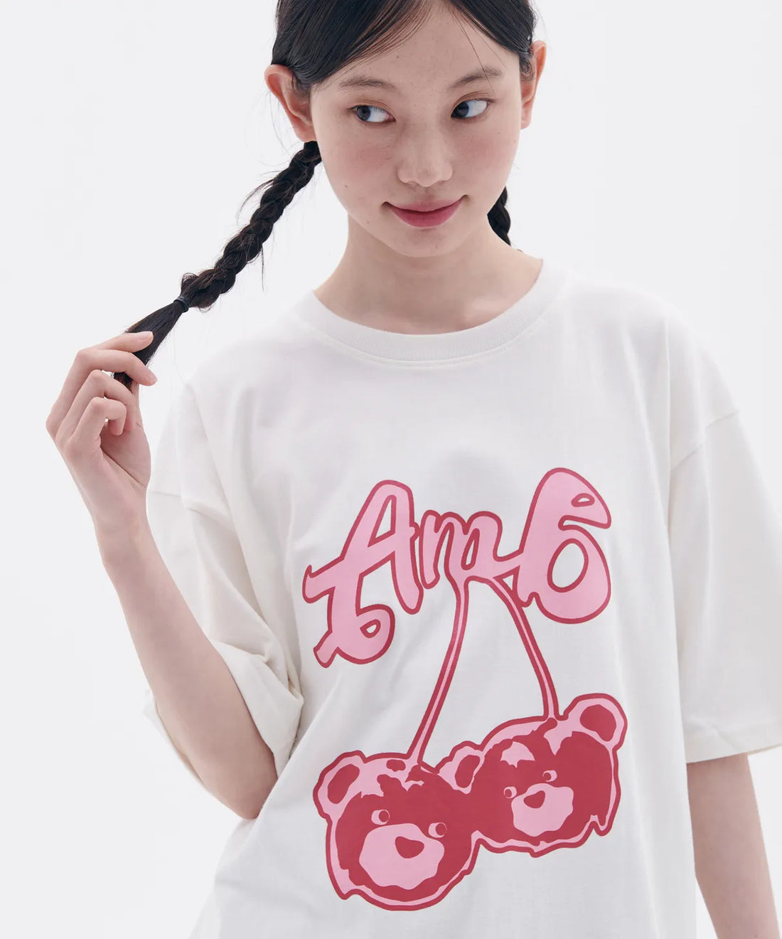 韓國 Ambler Cherry Bear Graphic Short Sleeve T-Shirt【AR095】