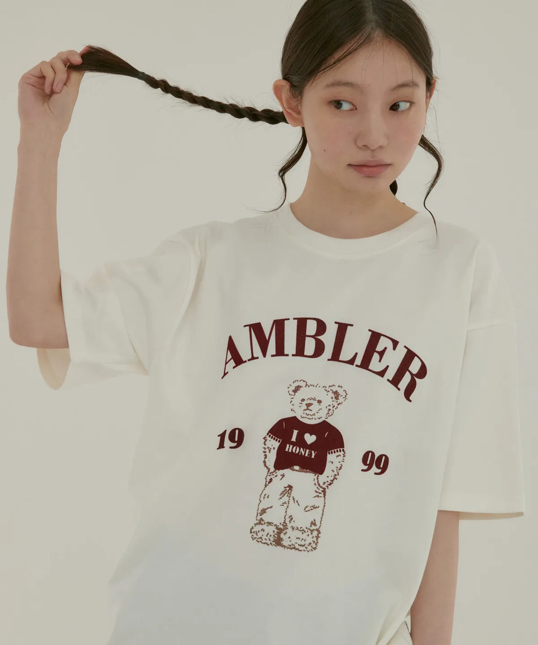 韓國 Ambler Just Chilling Bear Flocking Short Sleeve T-shirt【AR096】