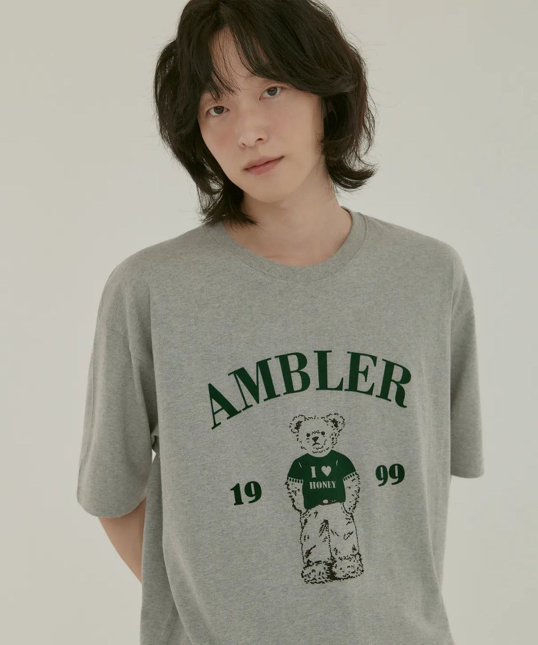 韓國 Ambler Just Chilling Bear Flocking Short Sleeve T-shirt【AR096】