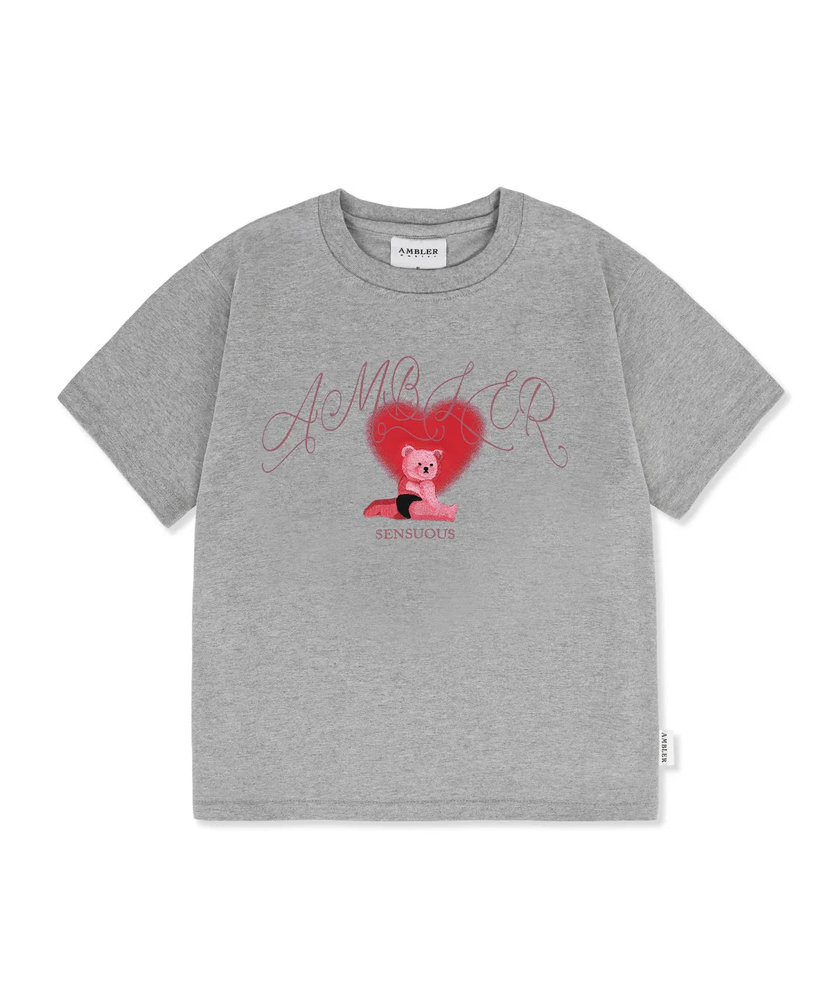 韓國 Ambler Sensuous Bear Graphic Semi-Crop Short Sleeve T-Shirt【AR105】